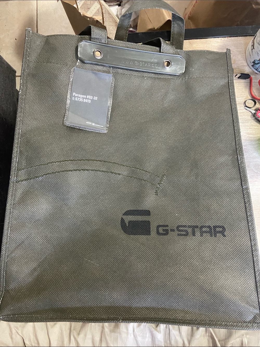 Vintage G-STAR Olive Green Canvas Tote Bag with Logo
